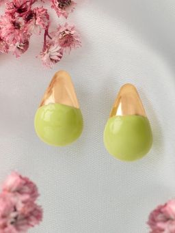 Zaveri Pearls - Fluorescent Green Enamel Contemporary Semi Hoop Earrings