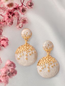 Zaveri Pearls - White Enamel Contemporary Party Bling Earring