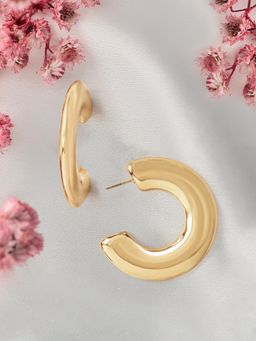 Zaveri Pearls - Gold Tone Contemporary Statement Semi Hoop Earring