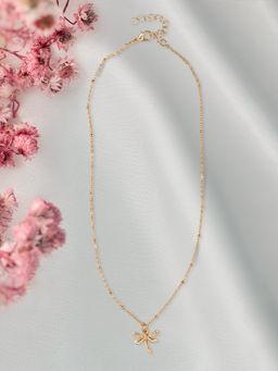 Zaveri Pearls - Gold Tone Dazzling Austrian Diamonds Dragonfly Pendant with Chain