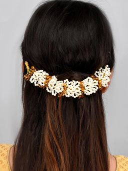 Silvermerc Designs - Pearl and Amber Beaded Hair Accent