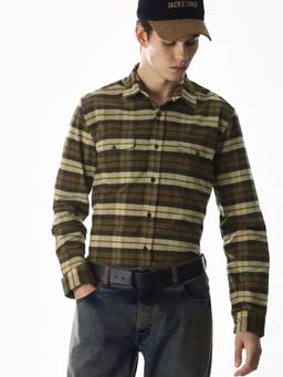 Jack & Jones - Men Green Checks Cotton Shirt