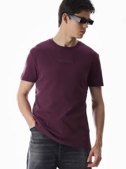 Jack & Jones - Men Purple Solid/Plain Cotton T-Shirt