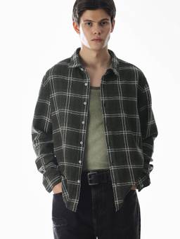 Jack & Jones - Men Olive Checks Cotton Blend Shirt