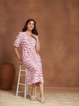 Fabindia - Pink Cotton Ikat Dress