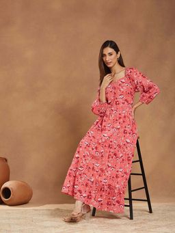 Fabindia - Pink Cotton Printed Dress