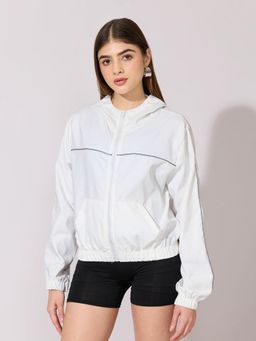 SHOWOFFFF - Edition Womens White Hooded Zip-Up Jacket