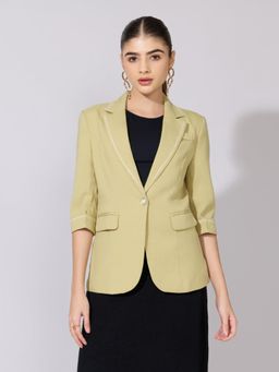 SHOWOFFFF - Edition Womens Green Blazer with Contrast Stitch Detail