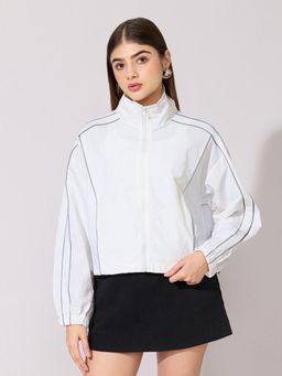 SHOWOFFFF - Edition Womens White Zip-Up Jacket with Contrast Piping