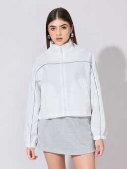 SHOWOFFFF - Edition Womens White Zip-Up Jacket with Contrast Piping