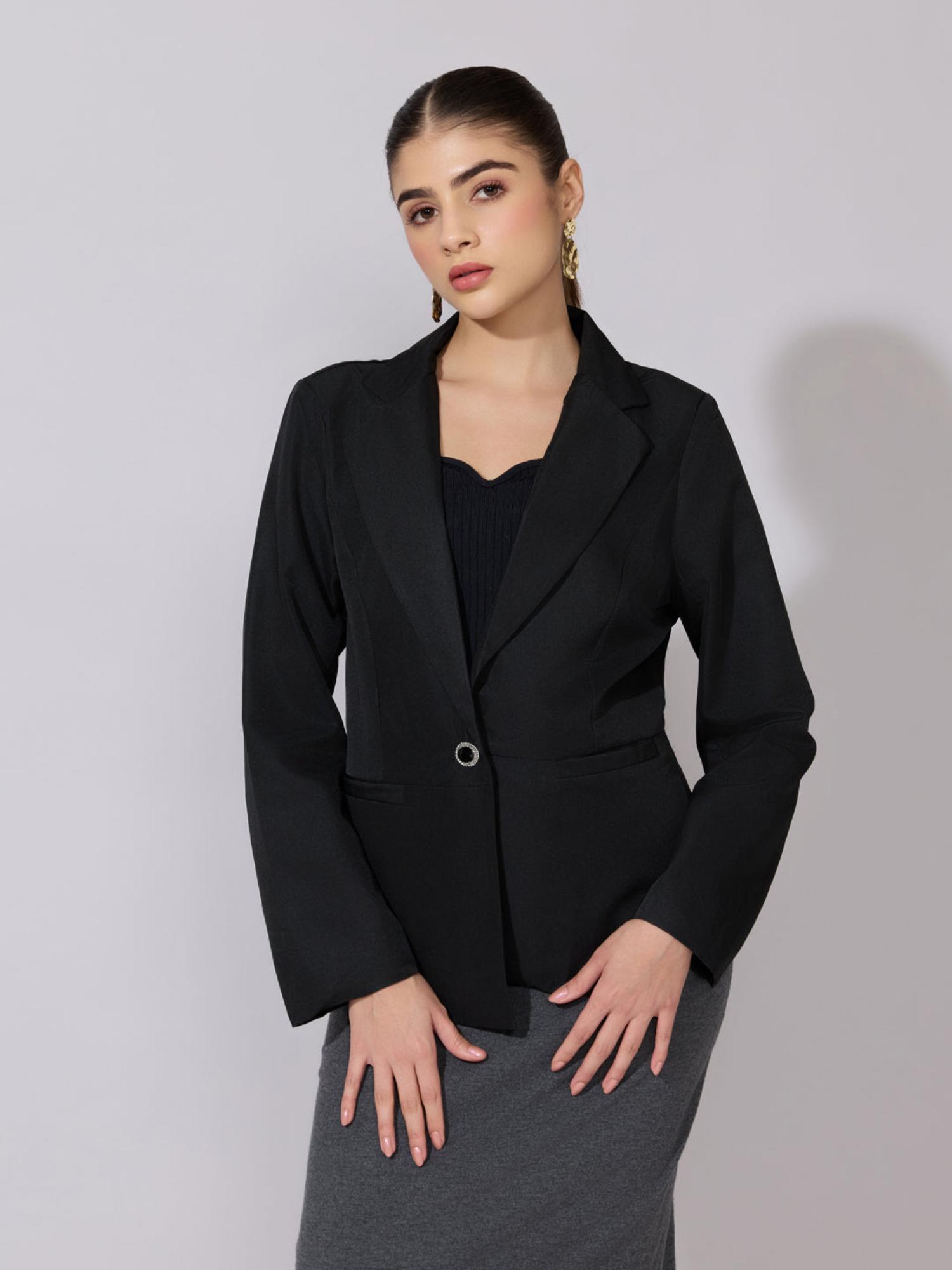 showoffff Edition Womens Black Classic Tailored Blazer-picture-14