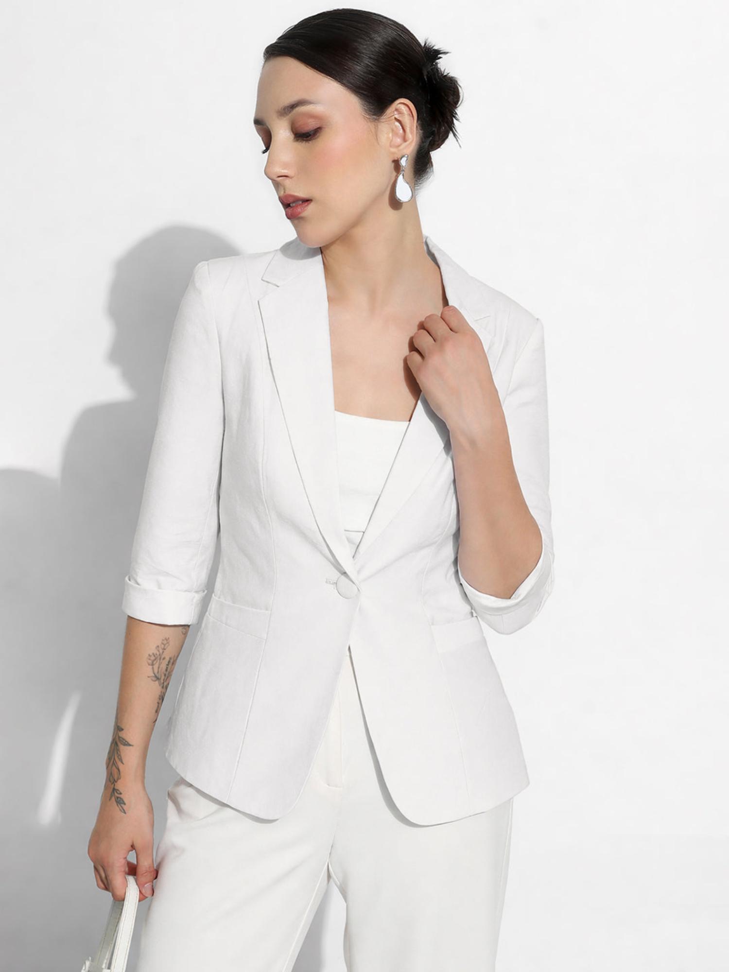 showoffff Classic Womens White Tailored Fit Blazer-picture-19