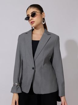 SHOWOFF - Edition Womens Grey Single Breasted Tailored Blazer