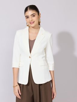 SHOWOFFFF - Edition Womens Cream Single Breasted Blazer