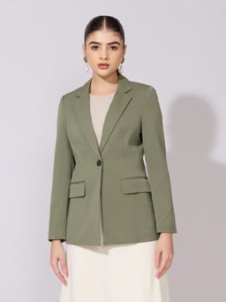 SHOWOFFFF - Edition Womens Olive Single Breasted Blazer