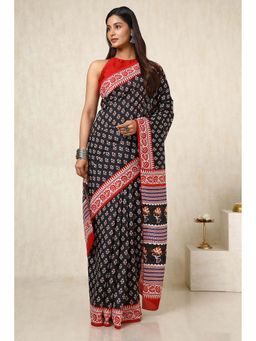 Soch - Women Black Art Silk Floral Print Saree with Unstitched Blouse