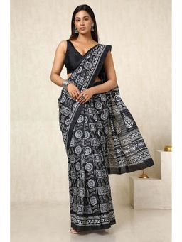 Soch - Women Black Art Silk Ethnic Motifs Saree with Unstitched Blouse
