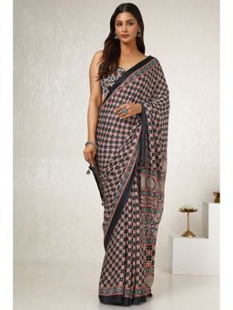 Soch - Women Black Crepe Ethnic Motifs Saree with Unstitched Blouse