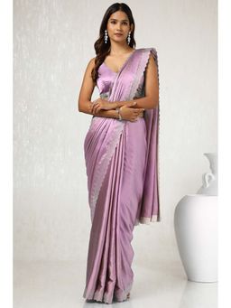 Soch - Women Blush Pink Satin Saree with Unstitched Blouse
