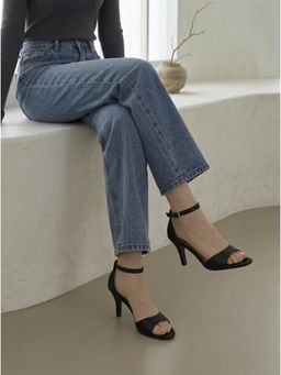 ZELION - Black Women Round Toe Kitten Heels
