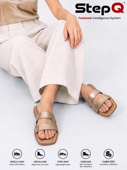 Louis Stitch - Women'S Golden Glow Chic Dual-Strap Flat Sandals