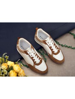 Ben Sherman - Men S&Une White & Tan Colorblock Lace-Up Casual Sneakers