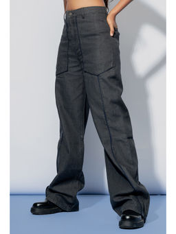 FREAKINS - Grey Contrast Pipe Straight Pants