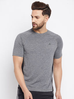 Athlisis - Men Grey Melange Slim Fit Training T-shirt
