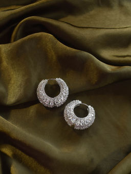 Peach Tassels - Women Ad White Stone Hoops Earrings