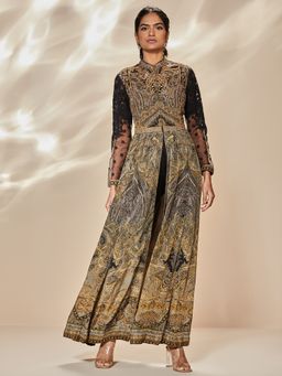 RI.Ritu Kumar - Black & Beige Niscira Embroidered Dress