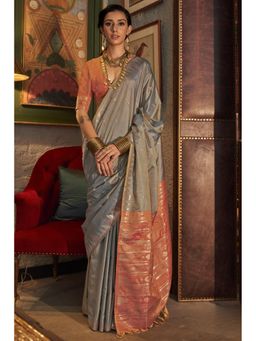 Mysilklove - Leaf Green Banarasi Handloom Saree Without Blouse