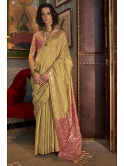 Mysilklove - Brinjal Purple Banarasi Handloom Saree Without Blouse