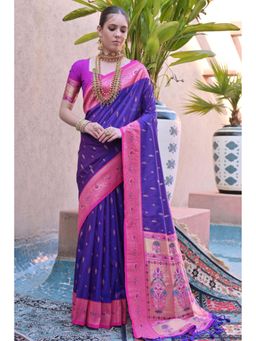 Mysilklove - Slime Green Zari Woven Paithani Saree Without Blouse