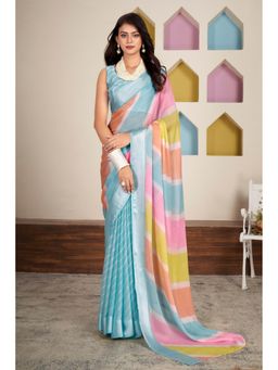 Mysilklove - Light Blue Zari Woven Paithani Saree Without Blouse