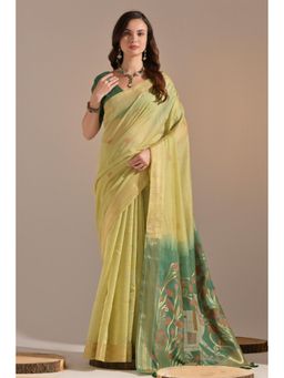 Mysilklove - Light Sun Yellow Woven Muga Cotton Saree Without Blouse