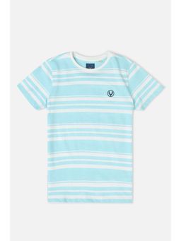 Allen Solly - Boys Light Blue Striped Crew Neck T-Shirt