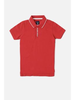 Allen Solly - Boys Red Textured Polo Neck T-Shirt