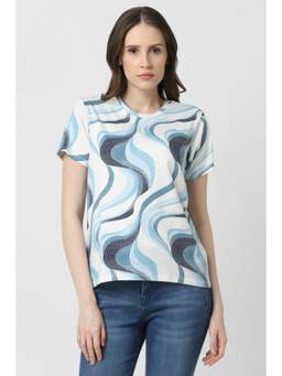 Van Heusen - Women White Print Casual Round Neck T-Shirt