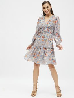 Kibo - Womens Georgette Ruching Tier Dress