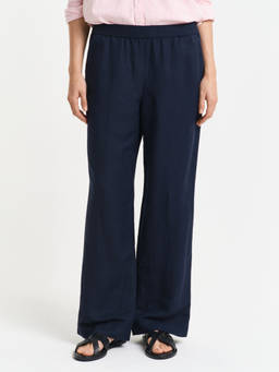 GANT - Women Navy Blue Relaxed Fit Wide Leg Trouser
