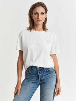 GANT - Women White Solid Round Neck Short Sleeves T-Shirt
