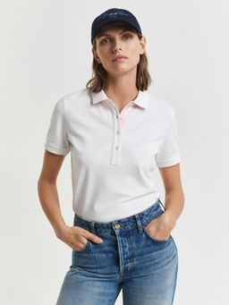 GANT - Women White Solid Polo T-Shirt