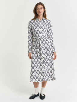 GANT - Women White Shirt Collar Full Sleeves Dress with Belt