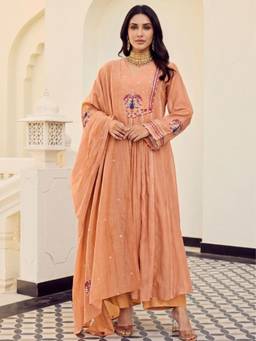 Gahan - Womens MUL Chanderi Embroidered Anarkali Kurta & Pant with Dupatta