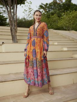 Bhanuni by Jyoti - Merigold Mustard Maxi Dress with Belt (Set of 2)