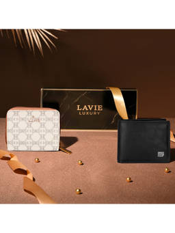 Lavie Luxe - Womens And Mens Gift Box Wallet Black (Pack of 2)