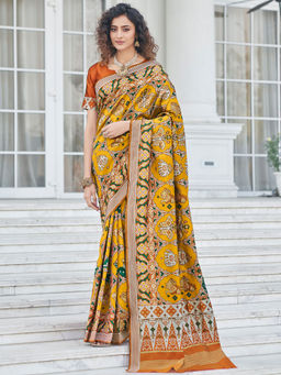 Odette - Festive Designer Mustard Saree with Unstitched Blouse