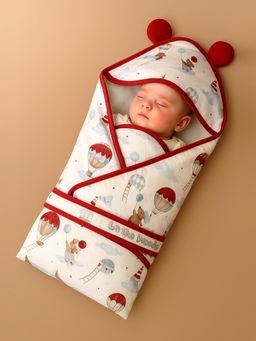 Little Surprise Box - Hot Air Balloon Hooded Wrapper Blanket with Belt (0-24 Months)