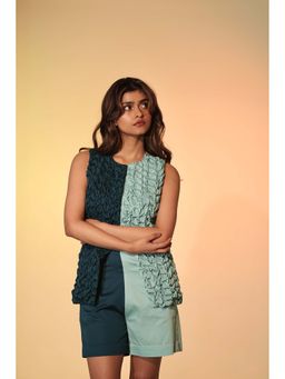 Manvi Daga - Lapis Lazuli Smocked Waistcoat