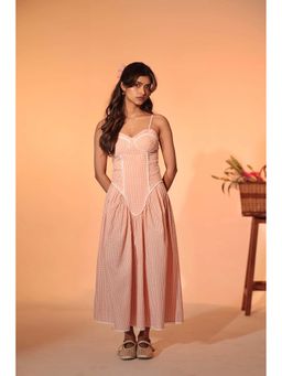 Manvi Daga - Peach Gingham Sunset Dress